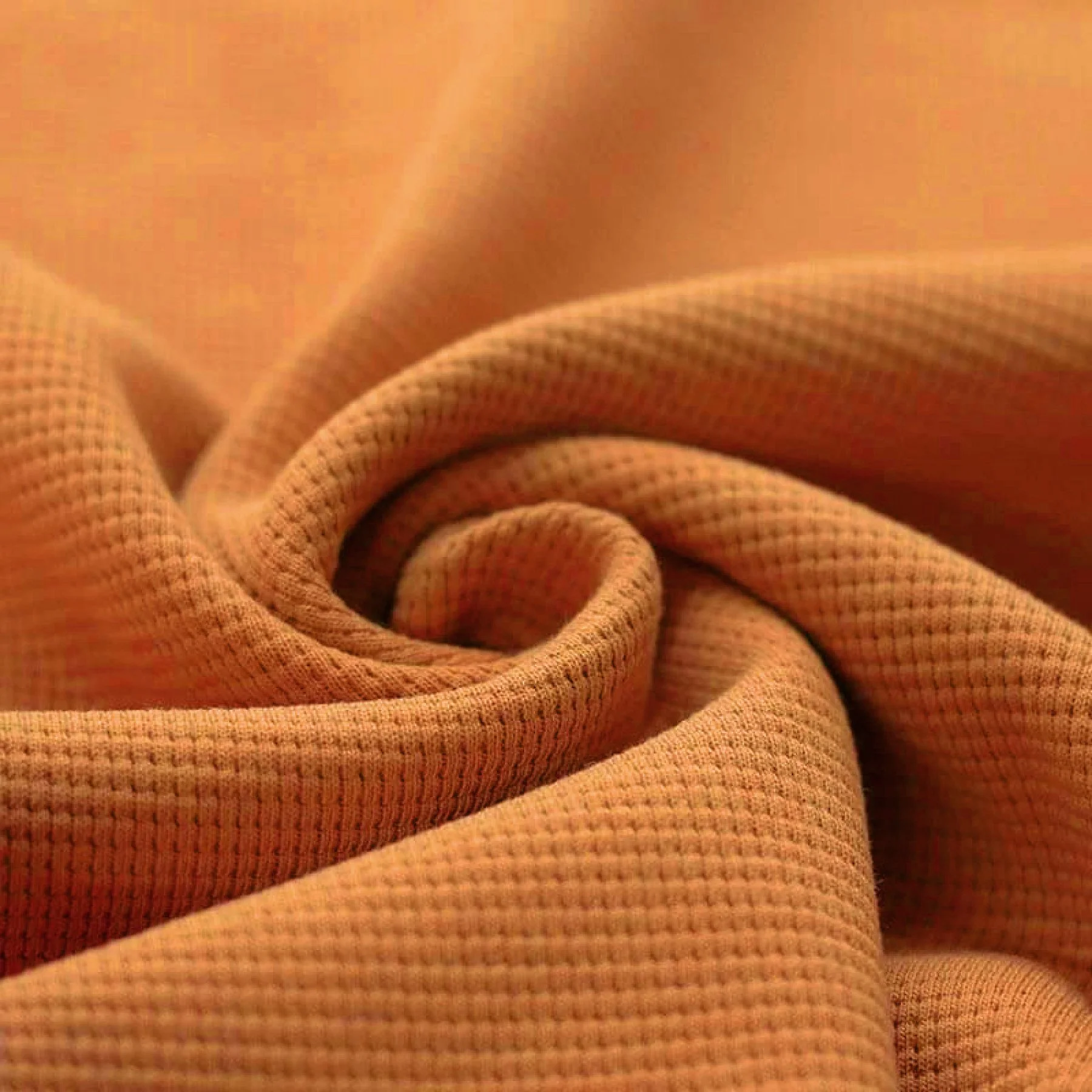 Wafel Jersey Stof Dusty Oranje
