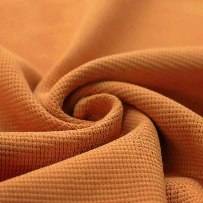 Tissu Jersey Gaufré Tricoté Orange Poussiéreux - (Tissus Jersey)