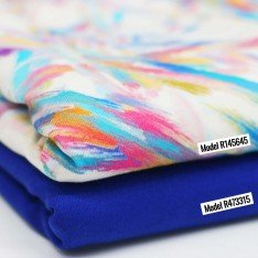 Bambus Jerseystoff Digital Muster - Farbige Pinselstriche