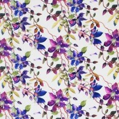Tessuto Jersey Di Bambù Digitale - Fiore Di Clematide Viola