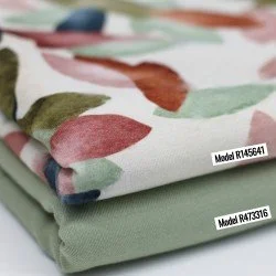 Bambus Jerseystoff Digital Muster - Aquarell Blätter Rost Grün Bambus Jerseystoff Digital Muster - Aquarell Blätter Rost Grün