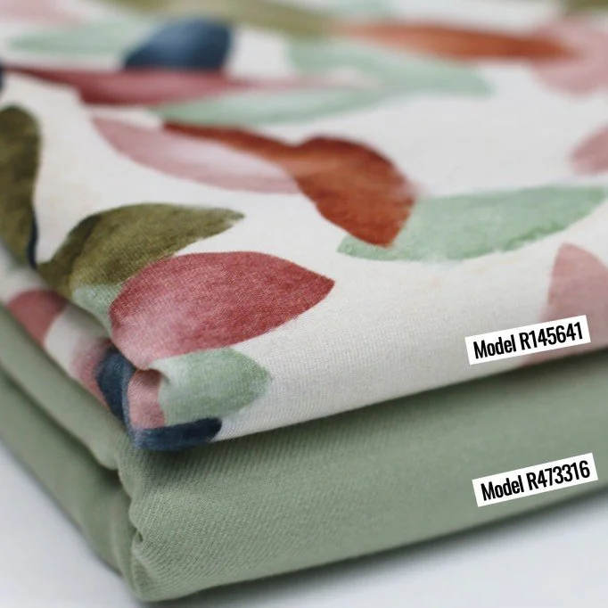 Tessuto Jersey Di Bambù Digitale - Foglie Acquerello Verde Ruggine Tessuto Jersey Di Bambù Digitale - Foglie Acquerello Verde Ruggine - (Tessuto Jersey Stampato)