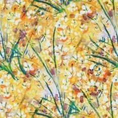 Tessuto Jersey Di Bambù Digitale - Fiori Gialli Primaverili