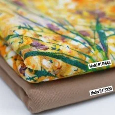 Tessuto Jersey Di Bambù Digitale - Fiori Gialli Primaverili