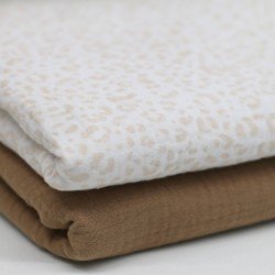 Tissu Double Gaze Impression Numérique - Blush Léopard Beige