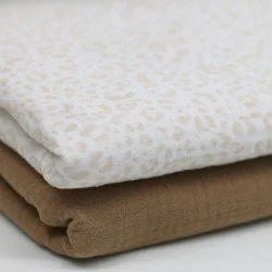 Tessuto Doppia Garza Stampa Digitale - Arrossire Leopardato Beige Tessuto Doppia Garza Stampa Digitale - Arrossire Leopardato Beige