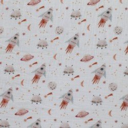 Tissu Double Gaze Impression Numérique - Fusée Spatiale