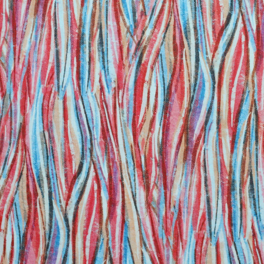 Fine Linen Fabric Digital Print - Aquarel Braid Red Blue Fine Linen Fabric Digital Print - Aquarel Braid Red Blue