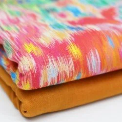 Fijne Linnen Stof Digitale Print - Wazig Gekleurd Dierenprint