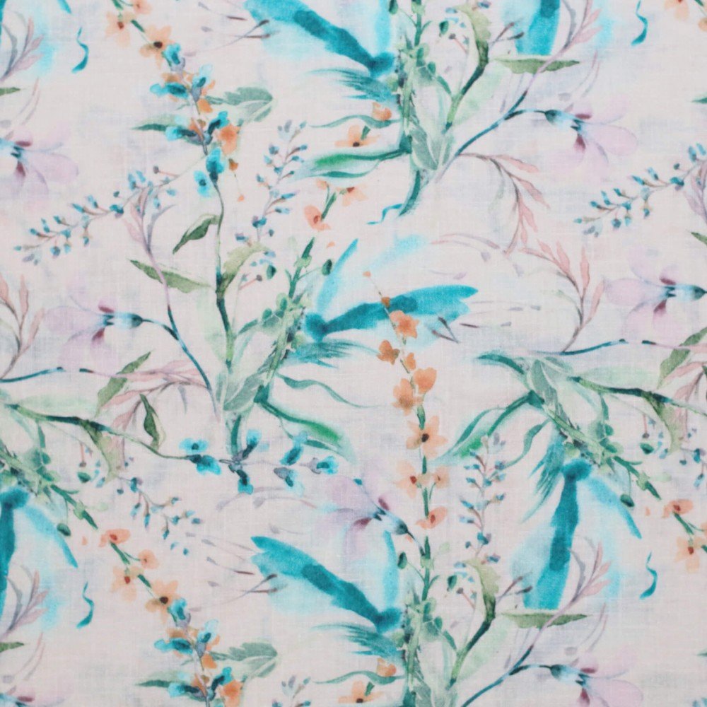 Fine Linen Fabric Digital Print - Field Flowers Fine Linen Fabric Digital Print - Field Flowers