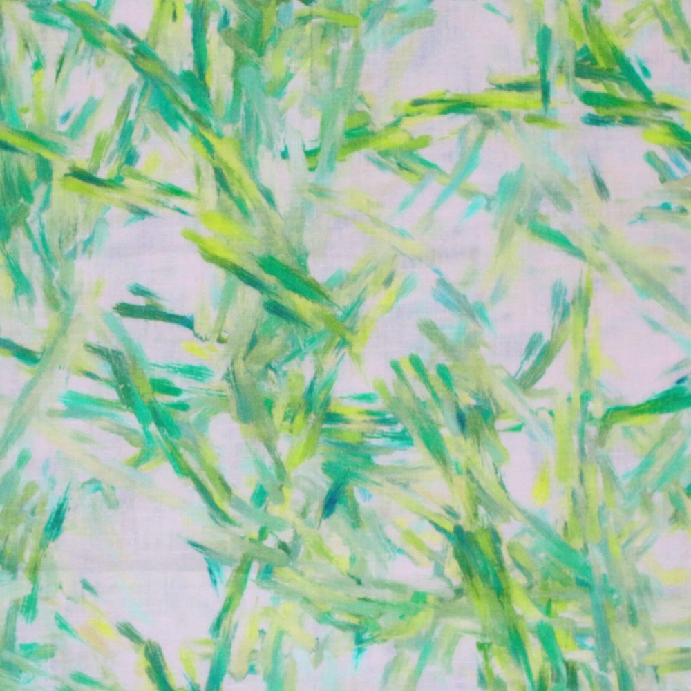 Fine Linen Fabric Digital Print - Green Brush Strokes Fine Linen Fabric Digital Print - Green Brush Strokes