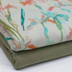 Tissu De Lin Fin Impression Numérique - Floraison Douce