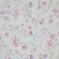 Fijne Linnen Stof Digitale Print - Lieve Roze Bloem