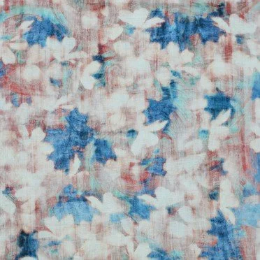 Tessuto Di Lino Stampa Digitale - Fiori Vintage Jeans Tessuto Di Lino Stampa Digitale - Fiori Vintage Jeans - (Deco Tessuti)