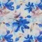 Fine Linen Fabric Digital Print - Watercolor Flower Cobalt - (Deco Fabrics)