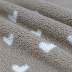 Hjerter Teddy Stof Mørk Beige