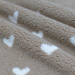 Hearts Teddy Fabric Dark Beige