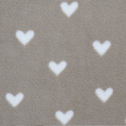 Hearts Teddy Fabric Dark Beige