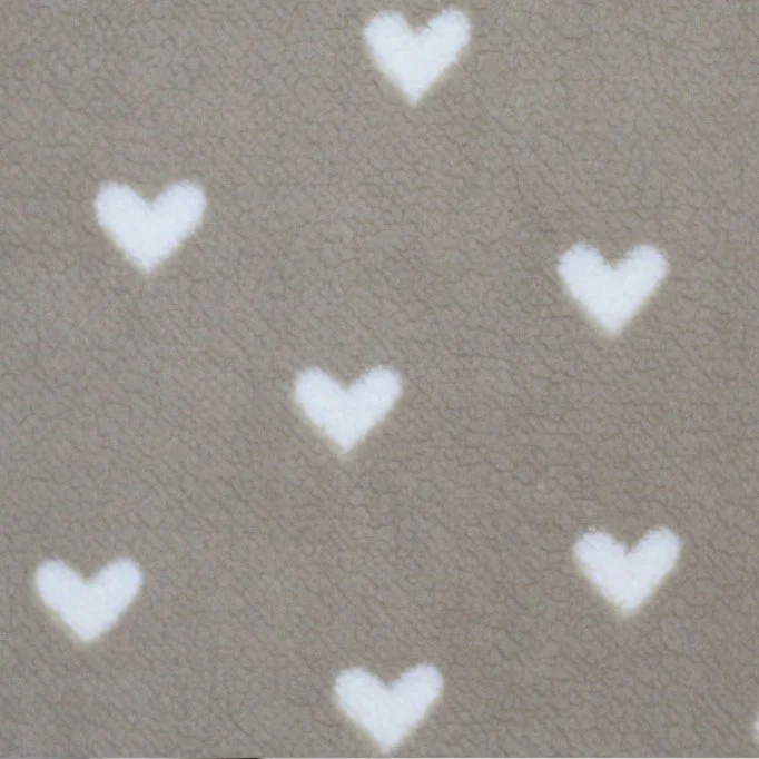 Herz Teddystoff Dunkel Beige  - (Teddystoffe)
