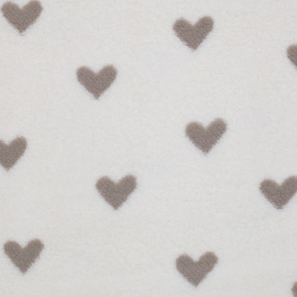 Hearts Teddy Fabric Natural Hearts Teddy Fabric Natural