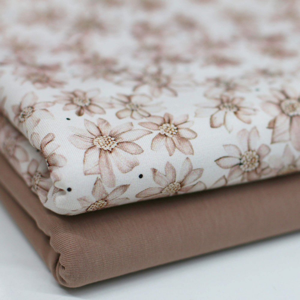 Bomuldjersey Digital Print - Beige Åkande