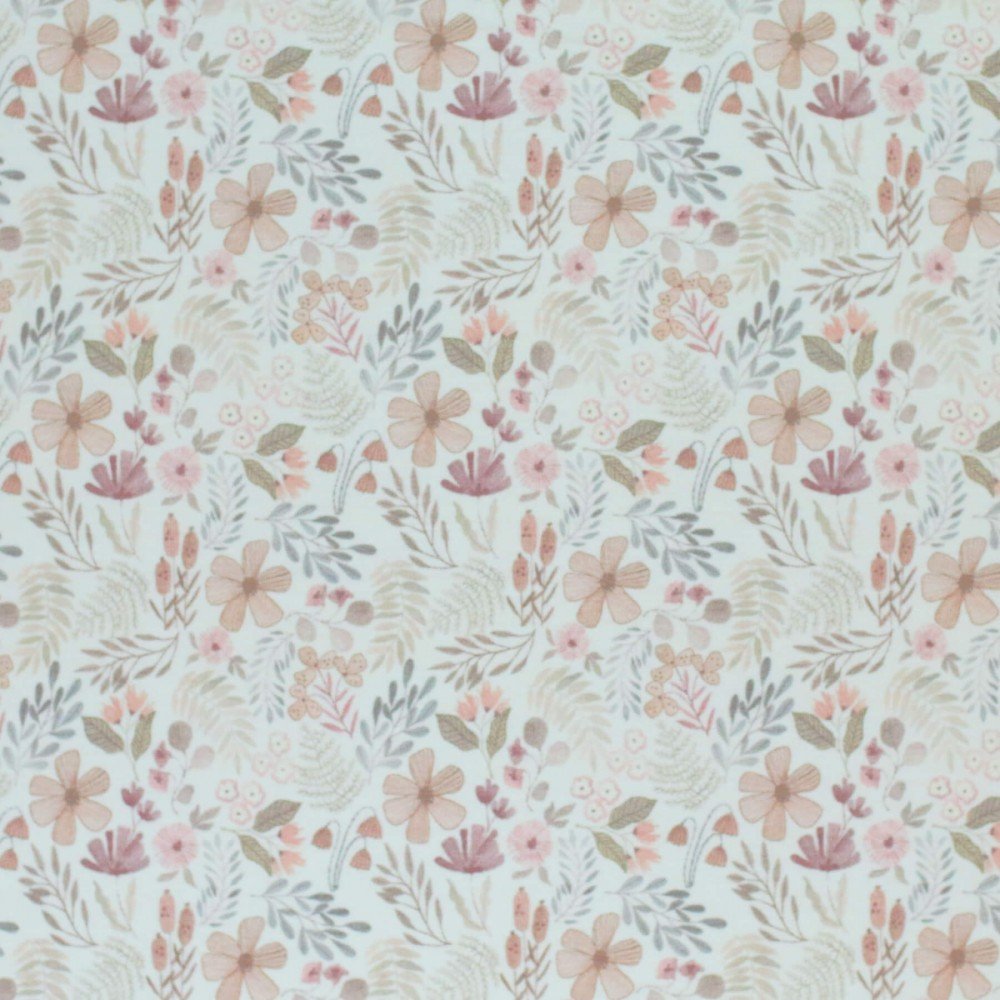 Bomuldjersey Digital Print - Beige Skovplanter
