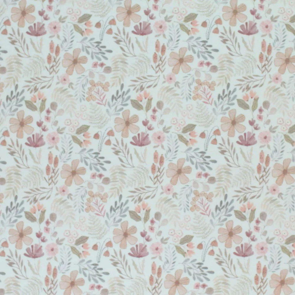 Jersey Katoen Digitale Print - Beige Bosplanten