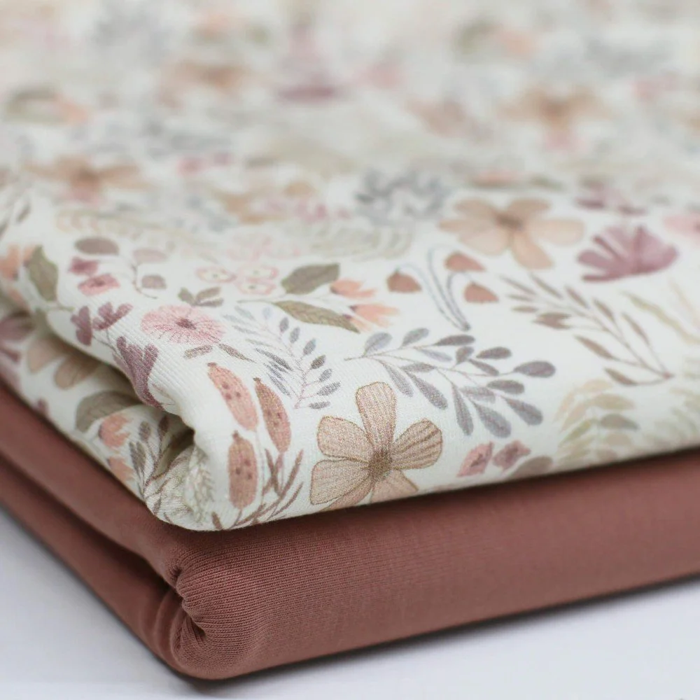 Jersey Katoen Digitale Print - Beige Bosplanten