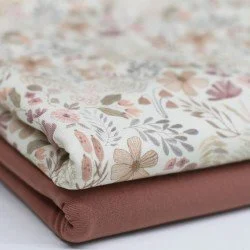 Jersey Di Cotone Stampa Digitale - Beige Piante Della Foresta Jersey Di Cotone Stampa Digitale - Beige Piante Della Foresta