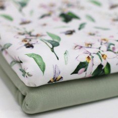 Bomuldjersey Digital Print - Humlebi Plante