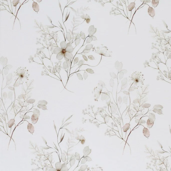 Jersey Cotton Fabric Digital Print - Ecru Flower Bouquet Jersey Cotton Fabric Digital Print - Ecru Flower Bouquet - (Jersey Cotton Fabric Digital Print)
