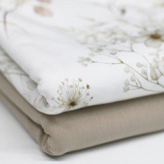 Bomuldjersey Digital Print - Råhvid Blomsterbuket