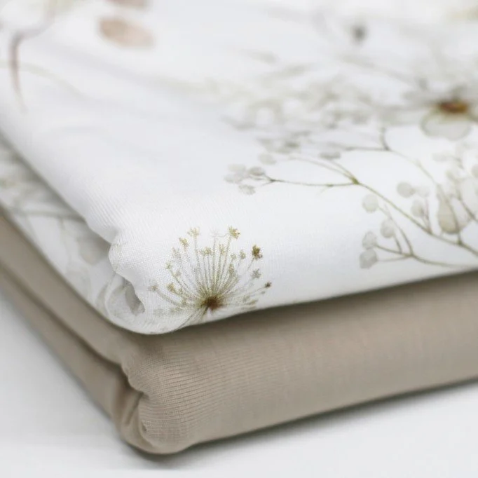 Jersey Cotton Fabric Digital Print - Ecru Flower Bouquet Jersey Cotton Fabric Digital Print - Ecru Flower Bouquet - (Jersey Cotton Fabric Digital Print)