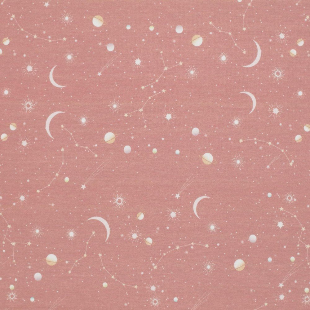 Jersey Cotton Fabric Digital Print - Starry Sky Clay Pink - (Jersey Cotton Fabric Digital Print)