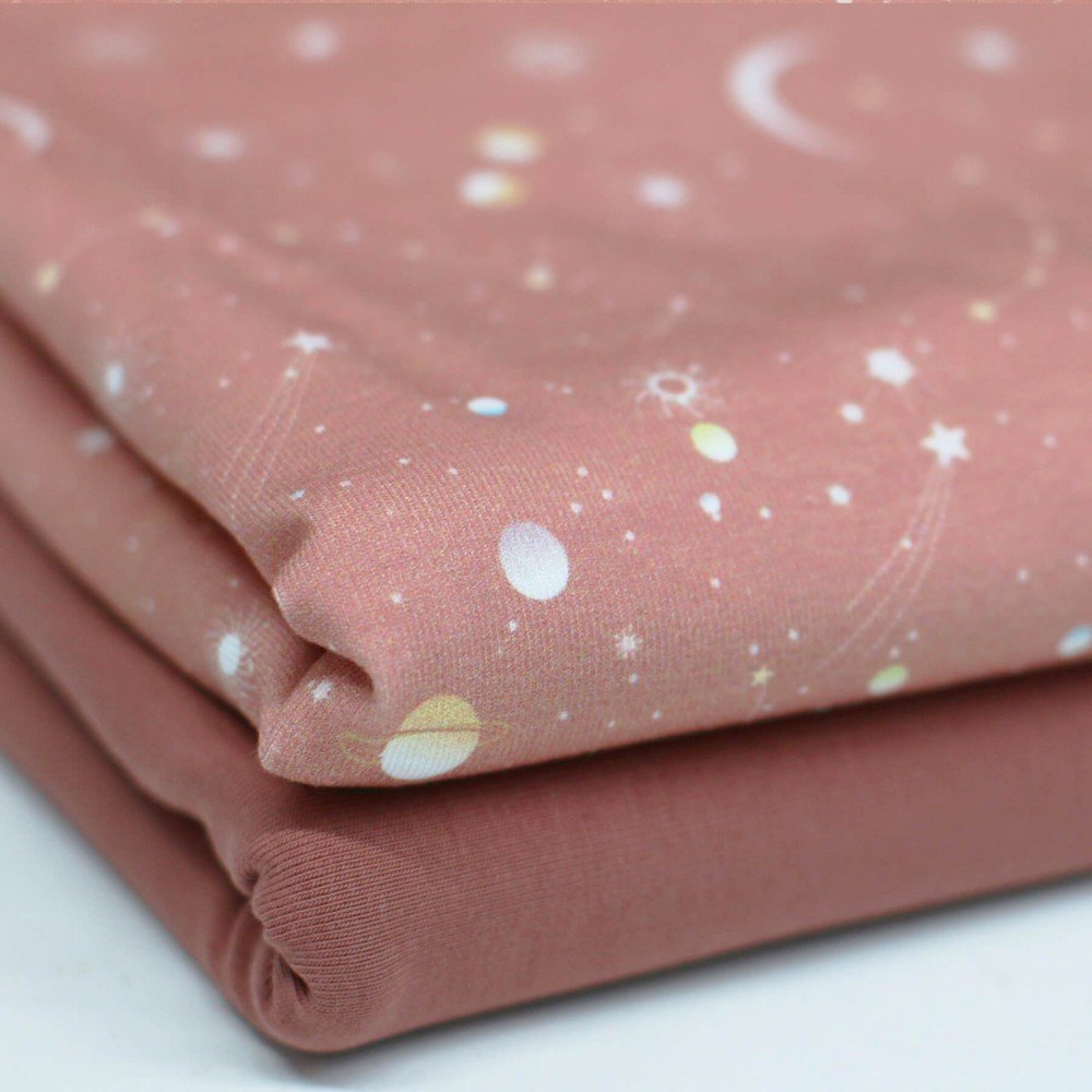 Jersey Cotton Fabric Digital Print - Starry Sky Clay Pink - (Jersey Cotton Fabric Digital Print)