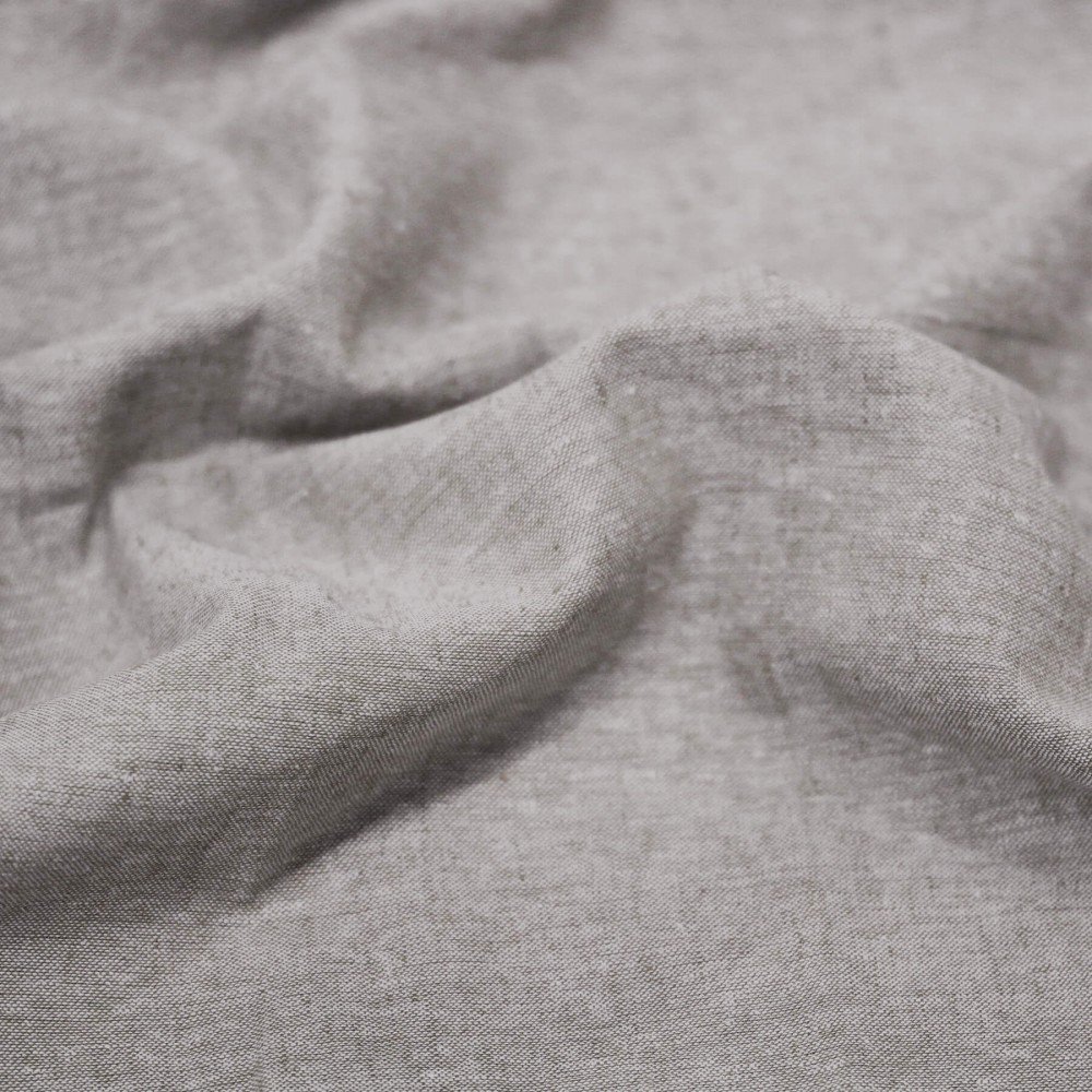 Leinen Chambray Stoff Taupe