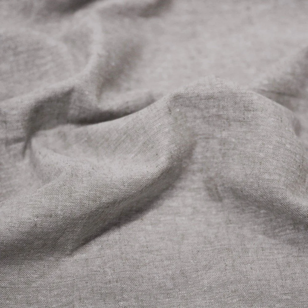 Leinen Chambray Stoff Taupe