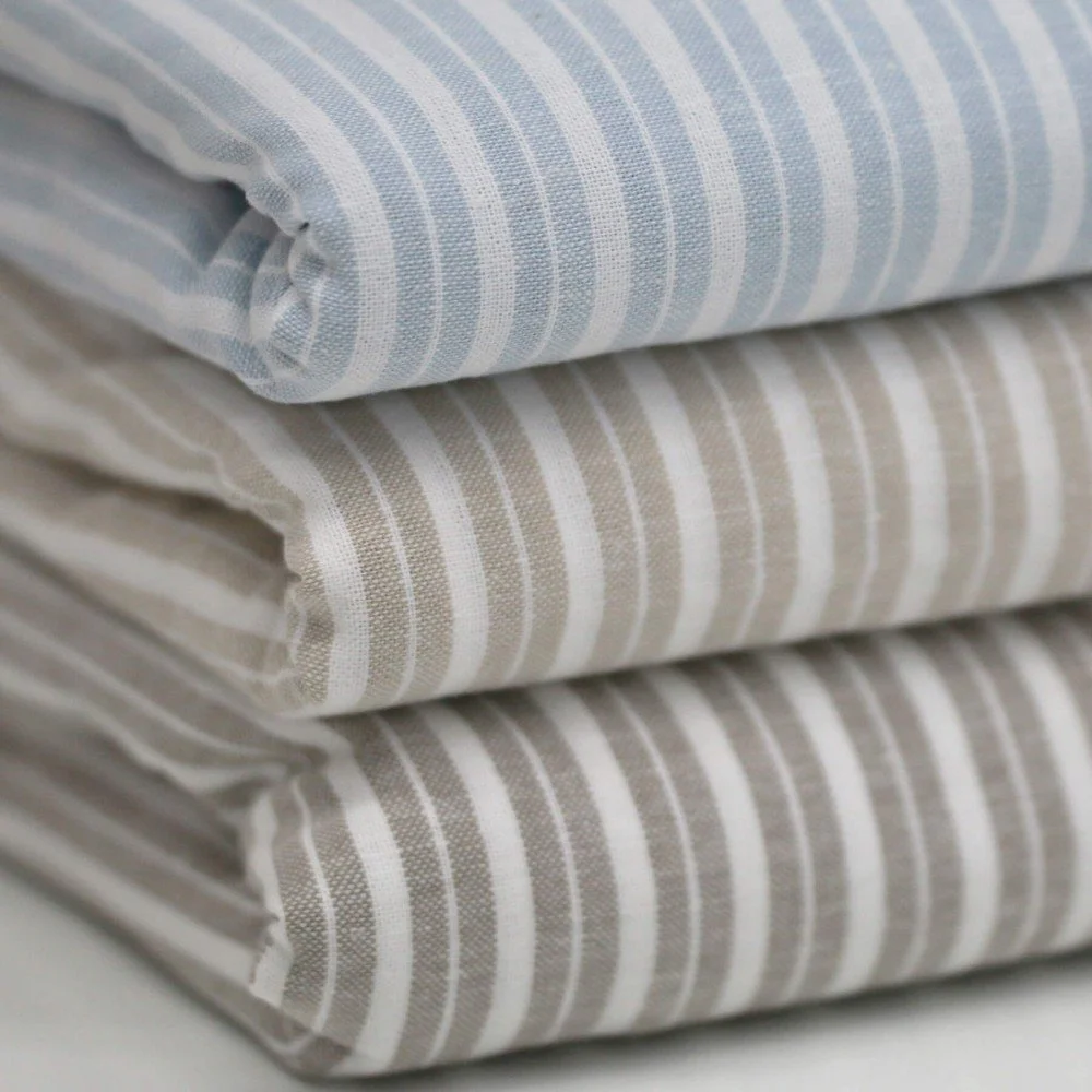 Tessuto Di Lino a Strisce Lira Taupe - (Deco Tessuti)