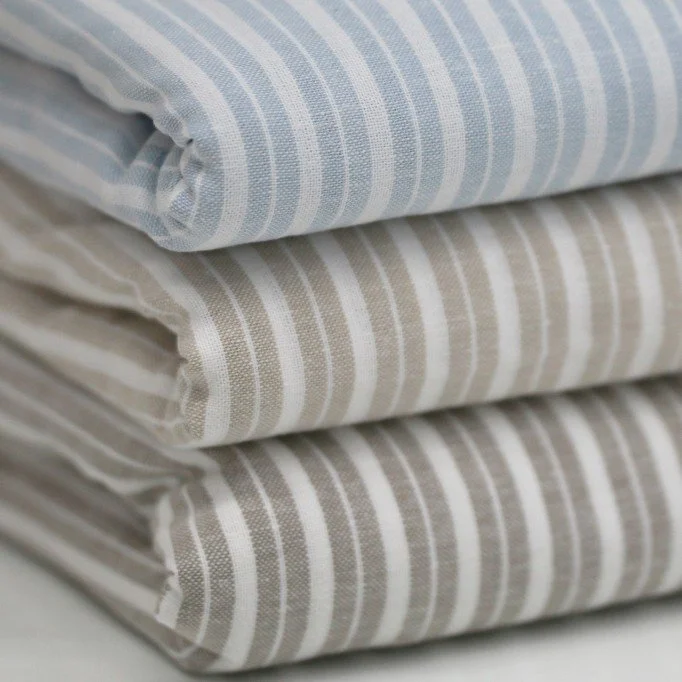 Hørstof Stribet Lira Lys Beige - (Dekorationsstoffer)