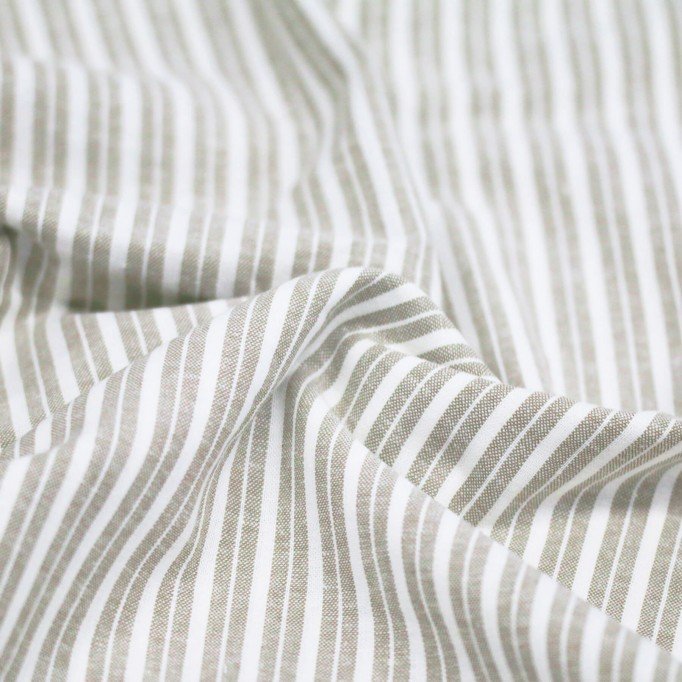 Tissu Lin Rayé Lira Beige Clair - (Tissus Deco)