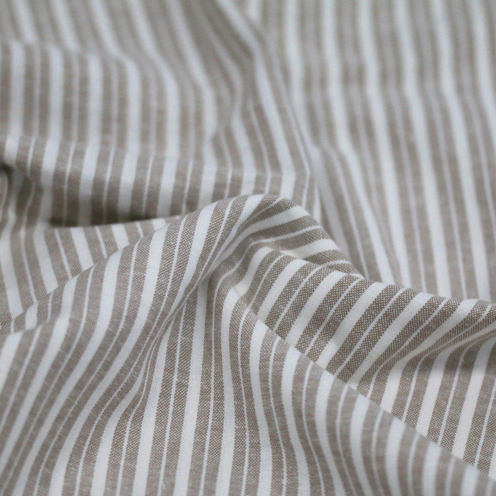 Linen Fabric Lira Stripe Taupe Linen Fabric Lira Stripe Taupe