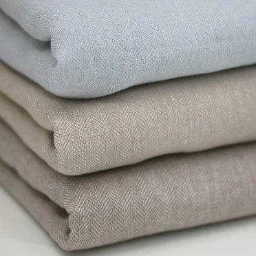Linnen Visgraat Stof Taupe - (Decoratiestoffen)