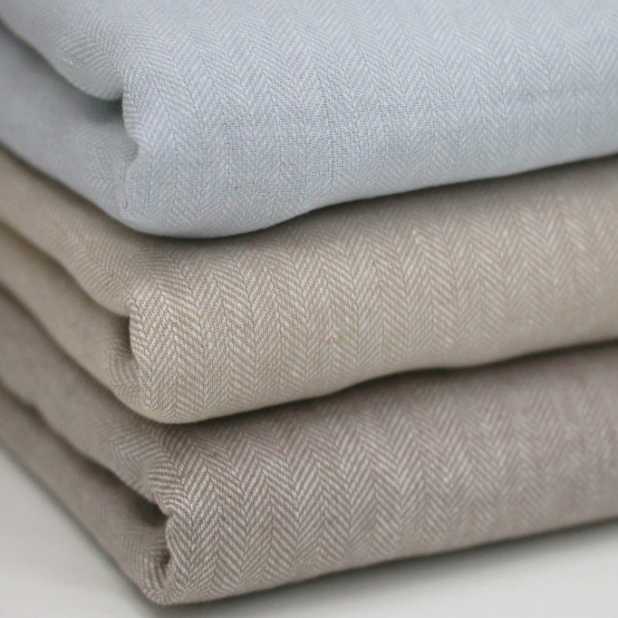 Tissu Lin À Chevrons Bleu Clair - (Tissus Deco)