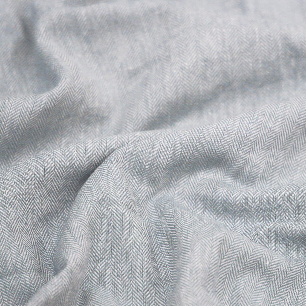 Linen Herringbone Fabric Light Blue Linen Herringbone Fabric Light Blue