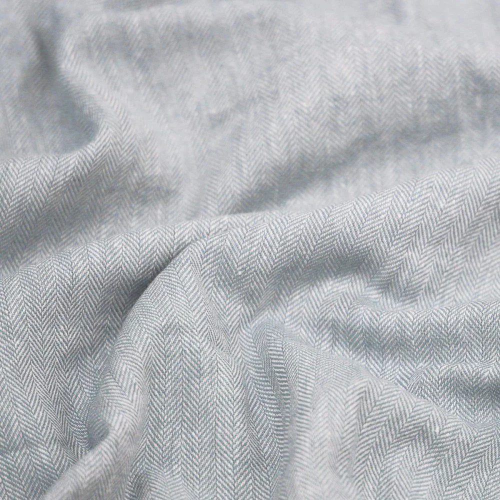 Tissu Lin À Chevrons Bleu Clair
