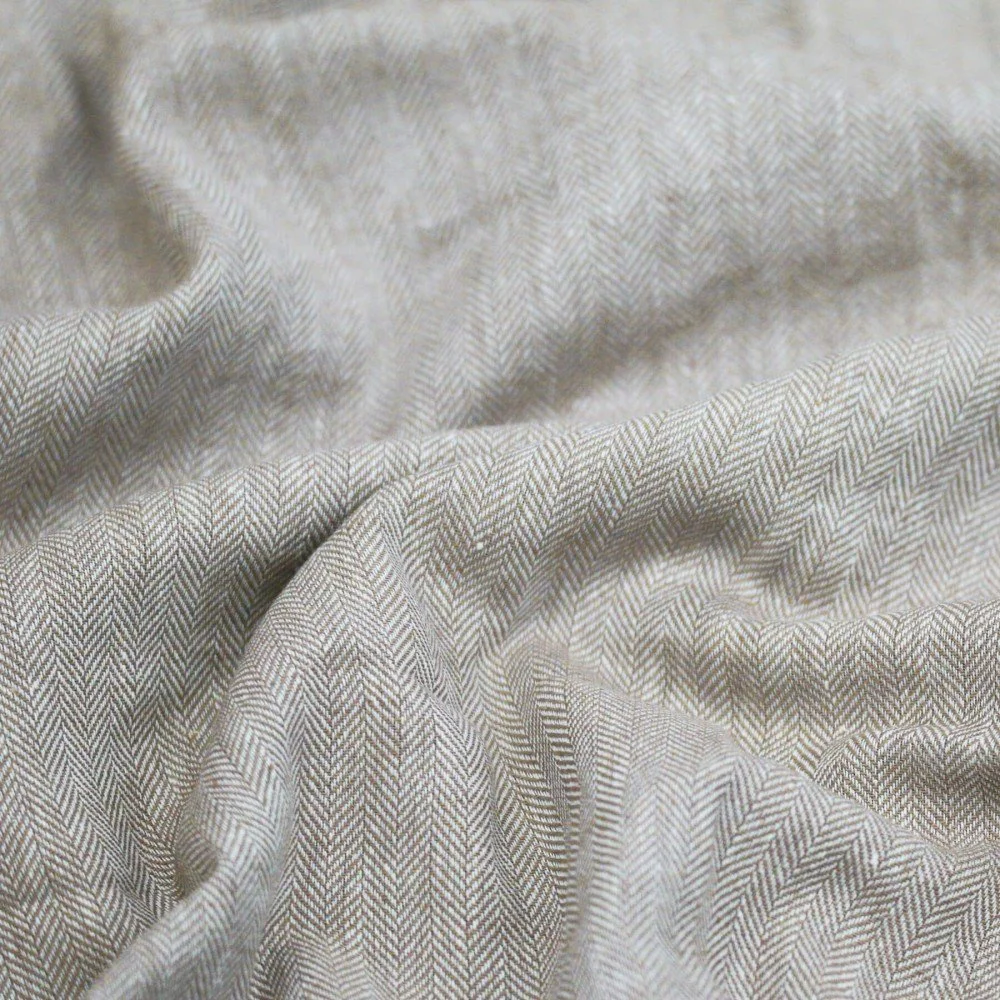 Tissu Lin À Chevrons Taupe