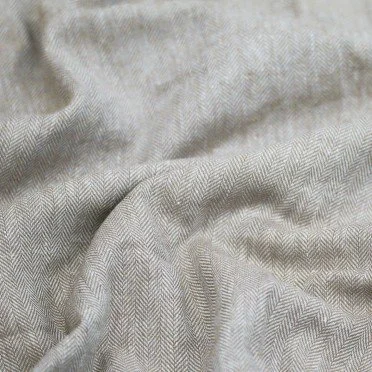 Linnen Visgraat Stof Taupe - (Decoratiestoffen)
