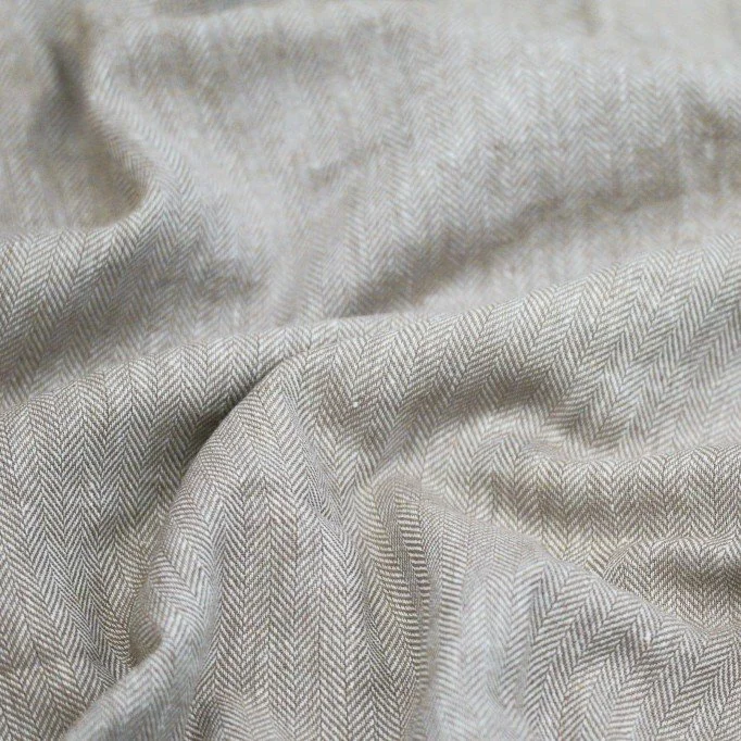 Linen Herringbone Fabric Taupe - (Deco Fabrics)