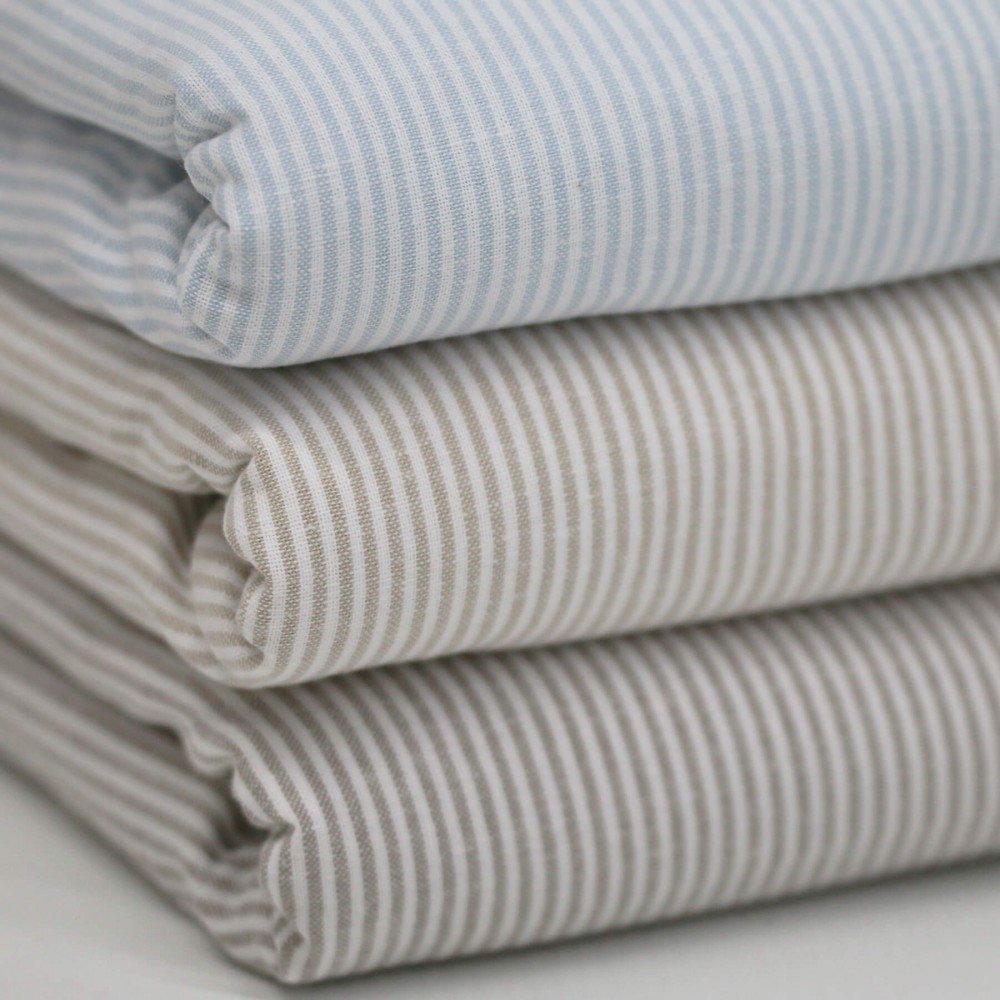 Linen Stripe Fabric 2MM Taupe Linen Stripe Fabric 2MM Taupe