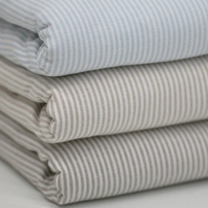 Hørstof Stribet 2MM Taupe - (Dekorationsstoffer)